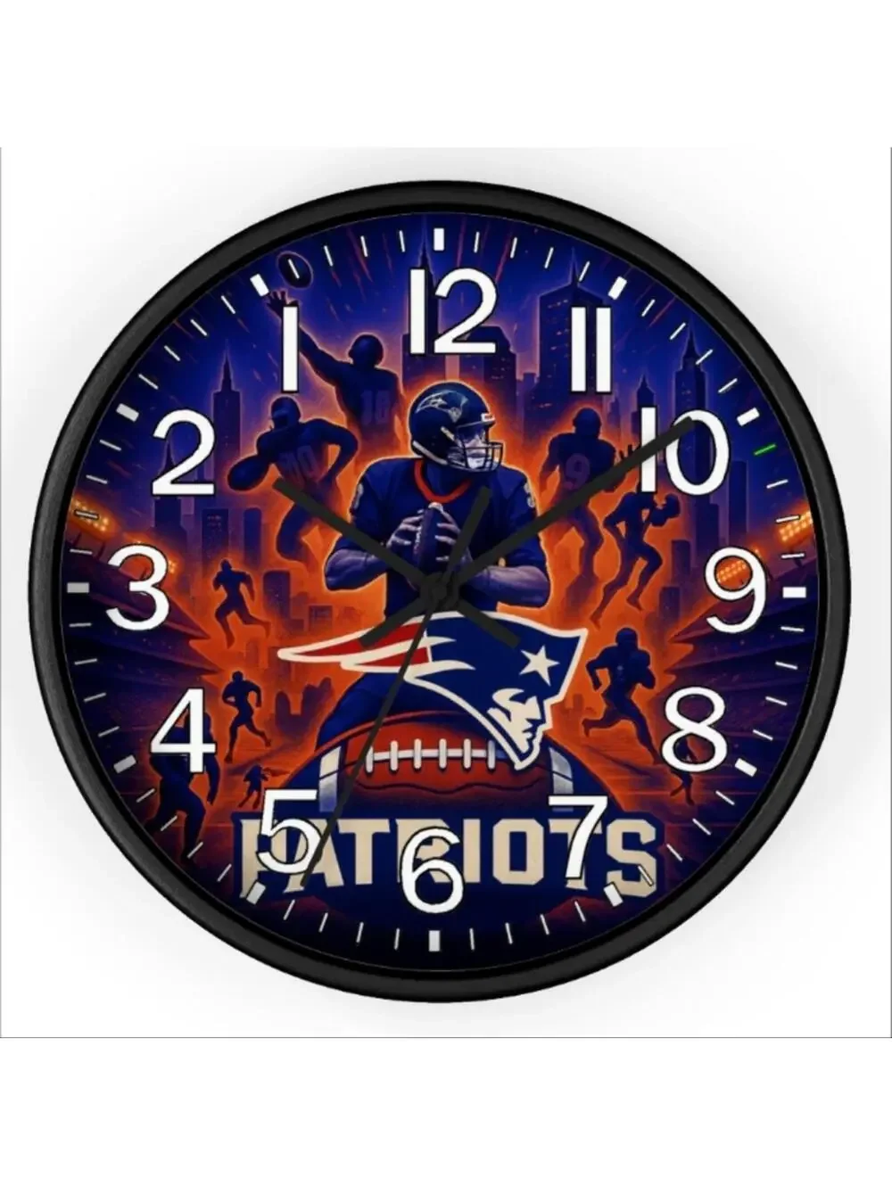 REVERSE TICKING CLOCK NEW ENGLAND PATRIOTS Glow In The Dark Wall Clock New!